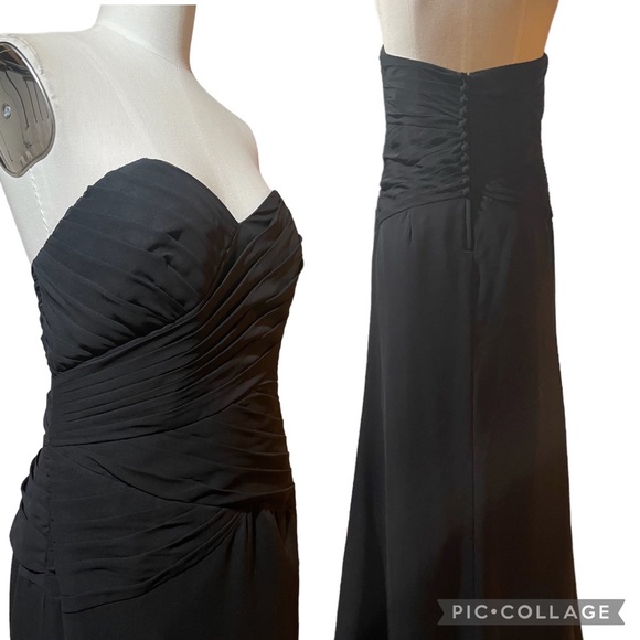 ❤️ NWT! Alfred Angelo Black Chiffon Draped Strapless Dress - Picture 10 of 10
